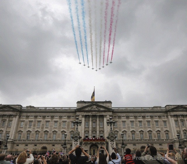 Red Arrows flypast.
