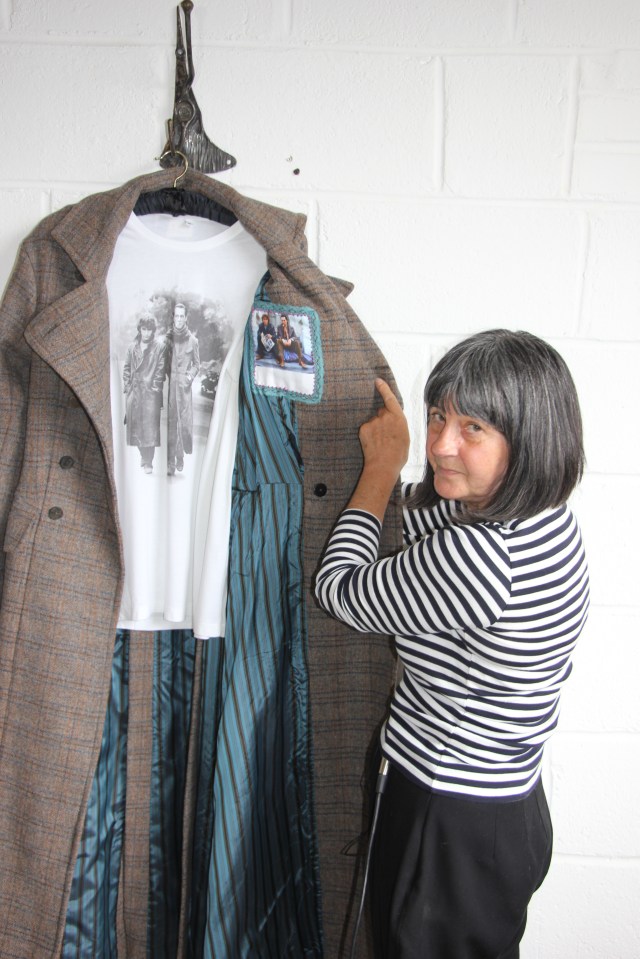 Andrea displays the special hand-sewn patch that can be personalized for its recipient.