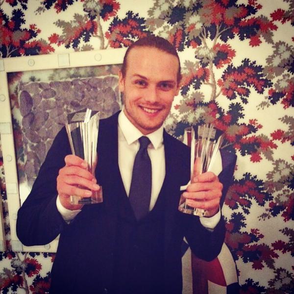 Sam Heughan accepts The Anglophile Channel Award for Favorite British Artist of the Year